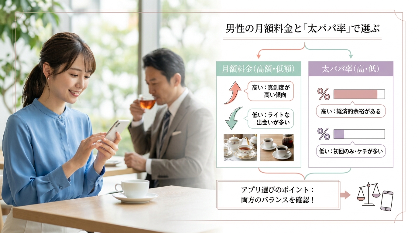 男性の月額料金と「太パパ率」で選ぶ