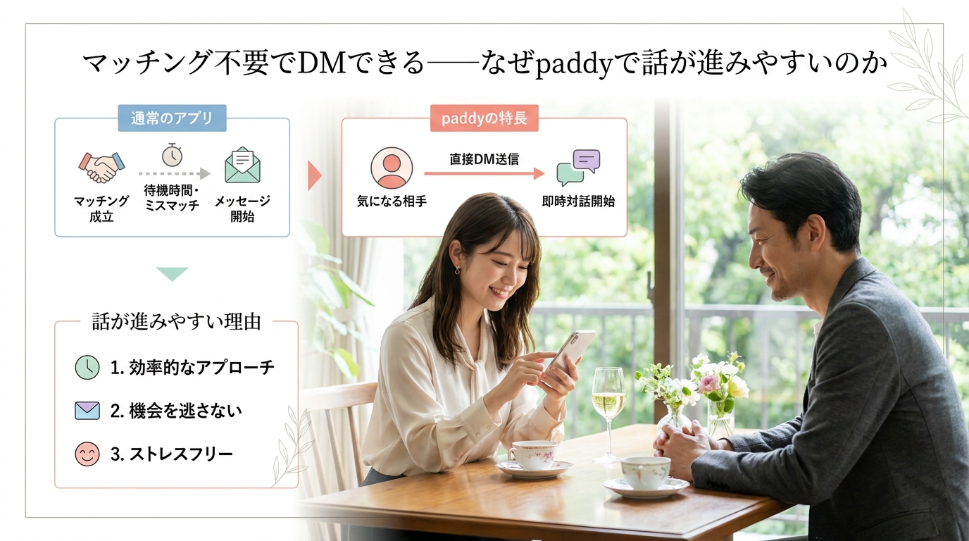 マッチング不要でDMできる——なぜpaddyで話が進みやすいのか